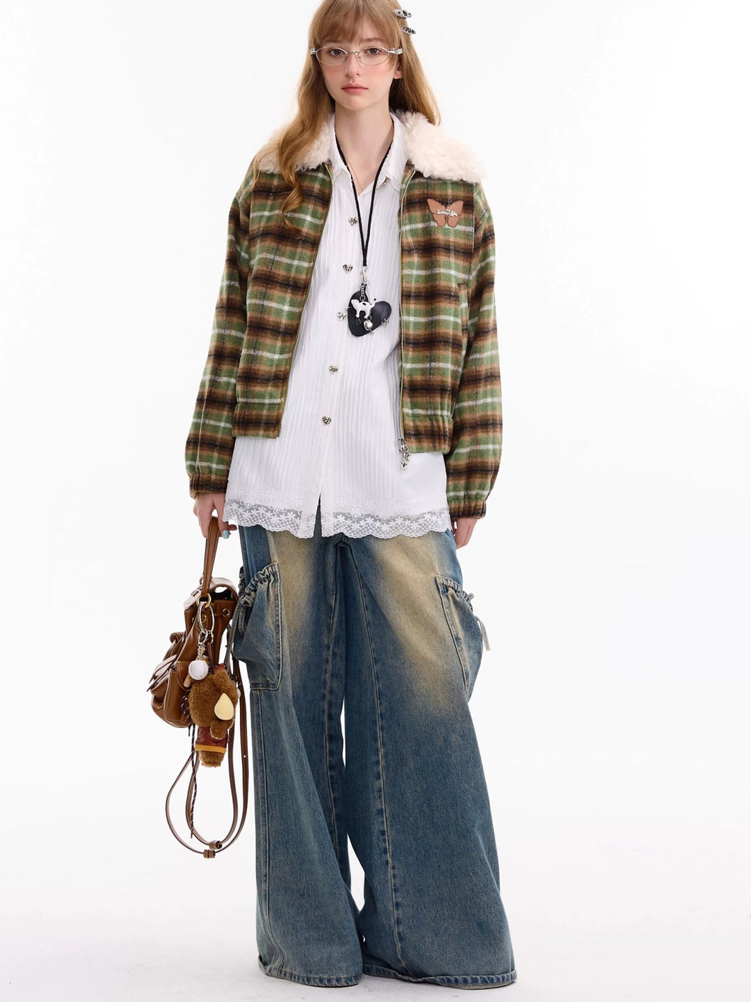 Vintage Plaid Bomber Jacket