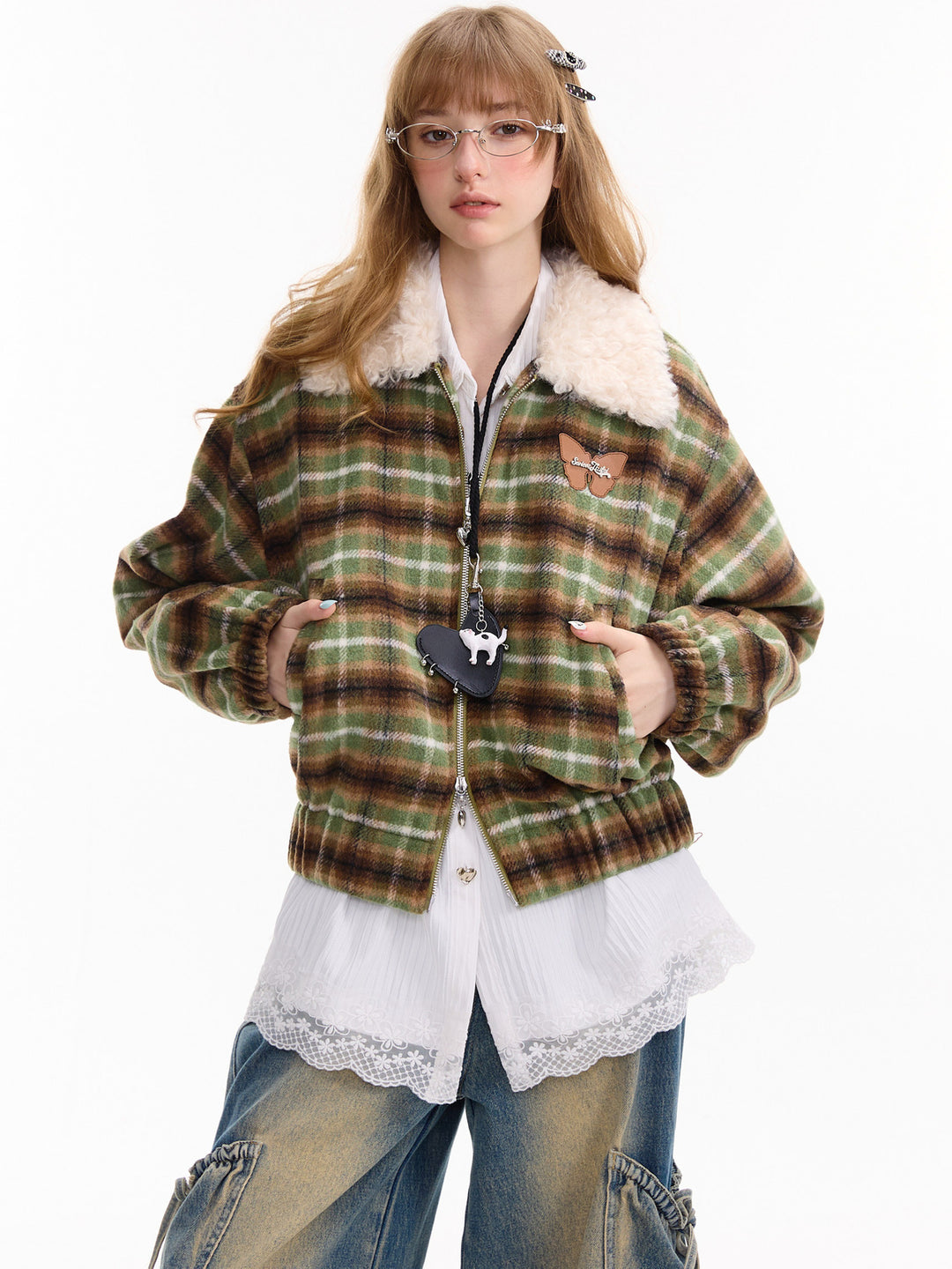 Vintage Plaid Bomber Jacket