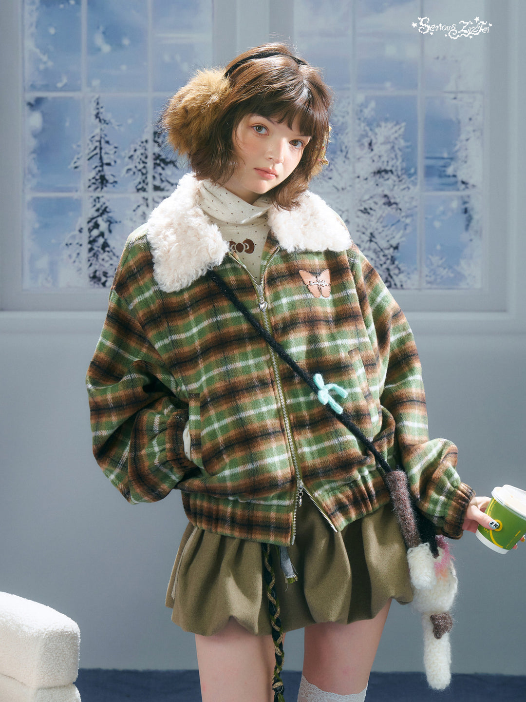 Vintage Plaid Bomber Jacket
