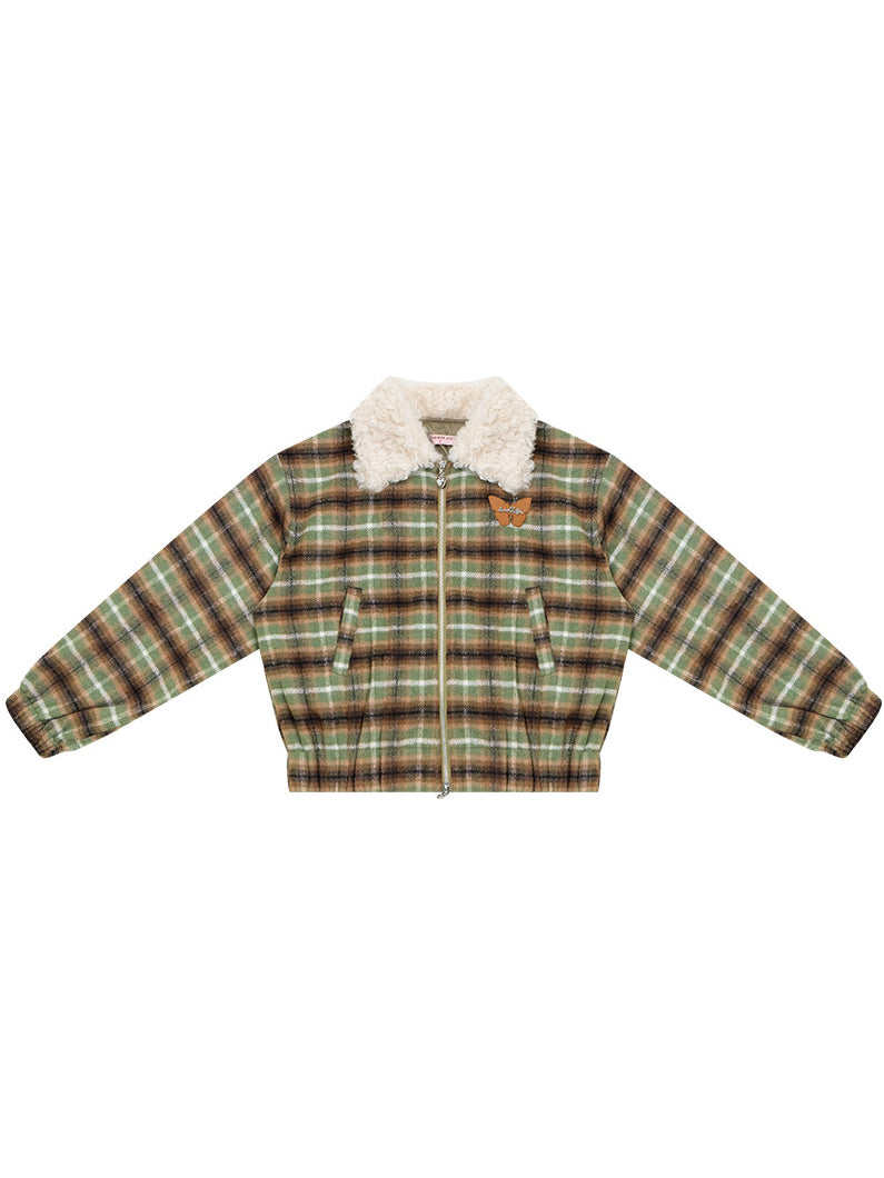 Vintage Plaid Bomber Jacket