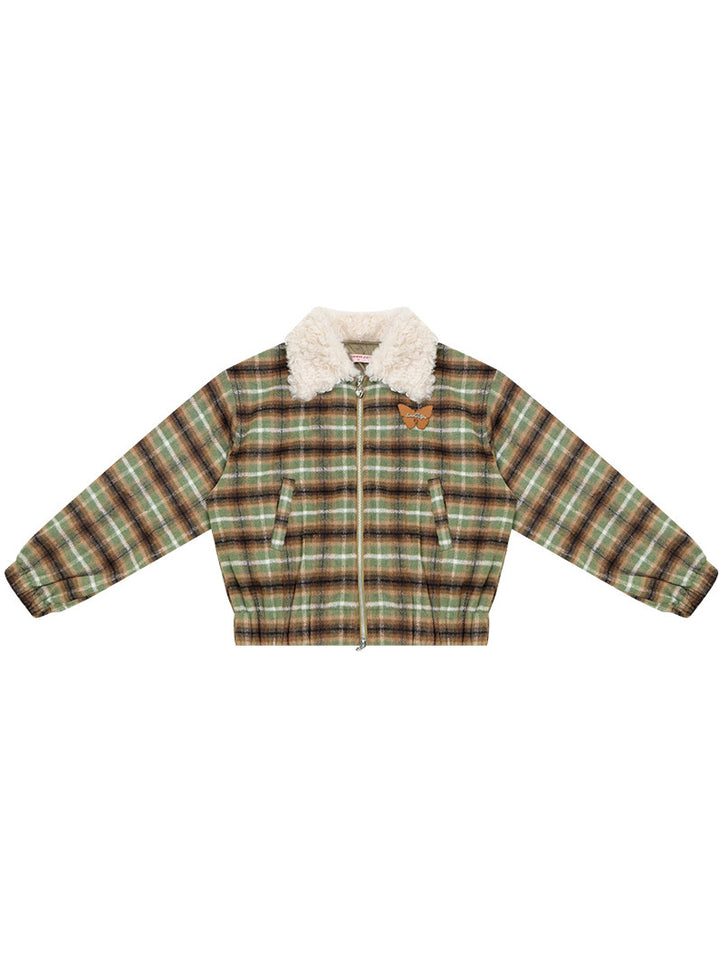 Vintage Plaid Bomber Jacket