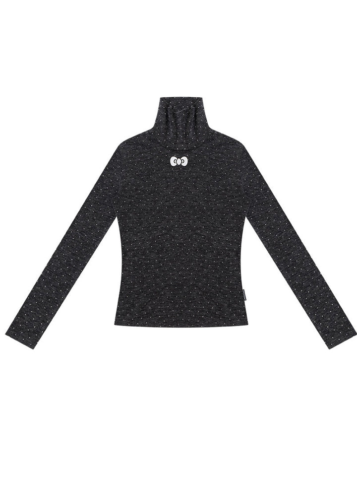 Polka Dot Bow Turtleneck Sweater