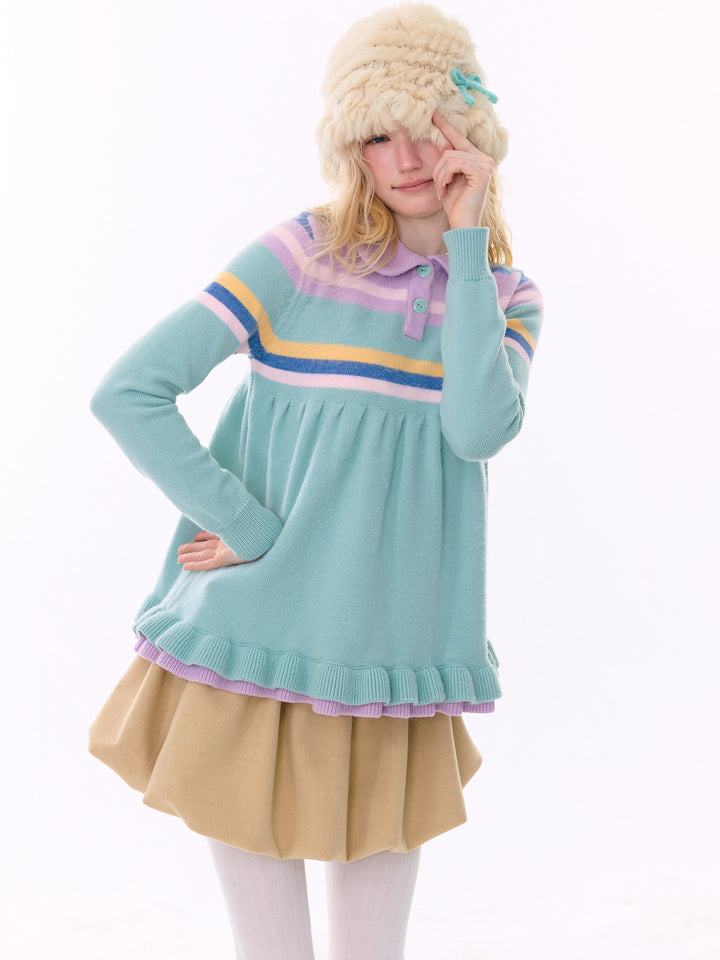 Retro Striped Babydoll Sweater
