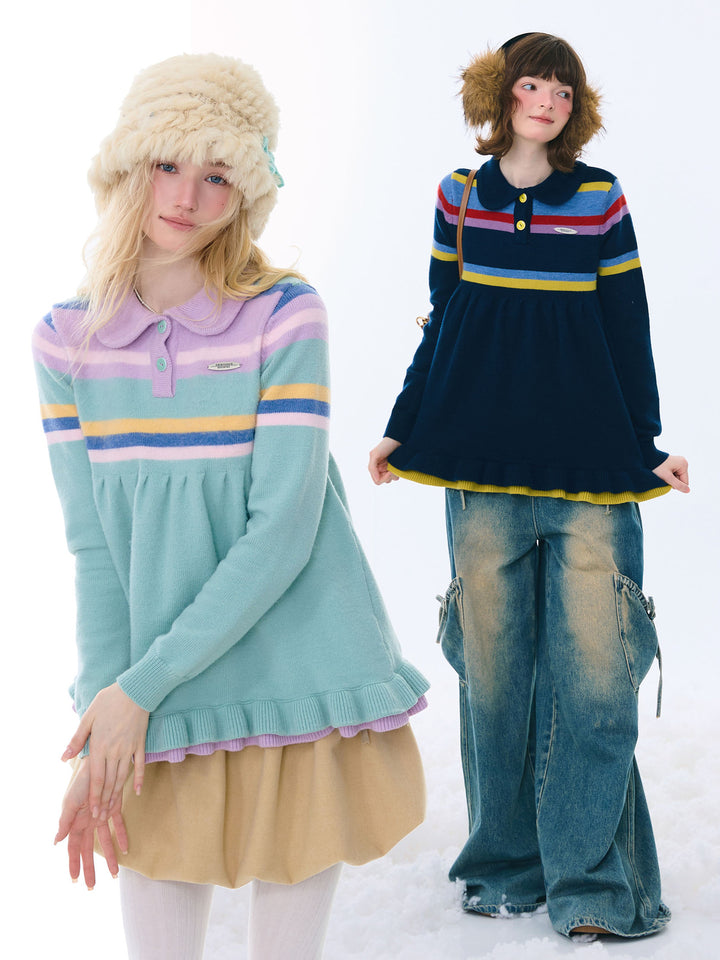 Retro Striped Babydoll Sweater