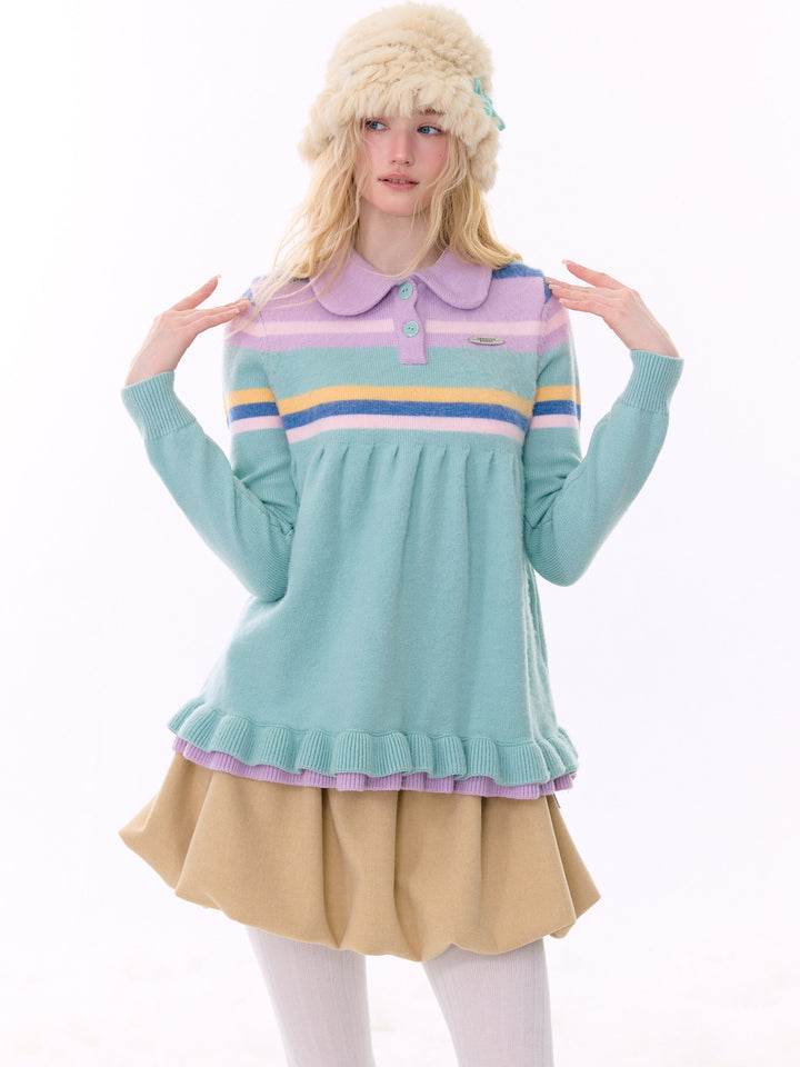 Retro Striped Babydoll Sweater