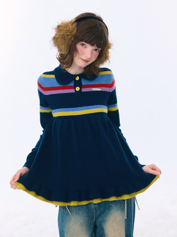 Retro Striped Babydoll Sweater