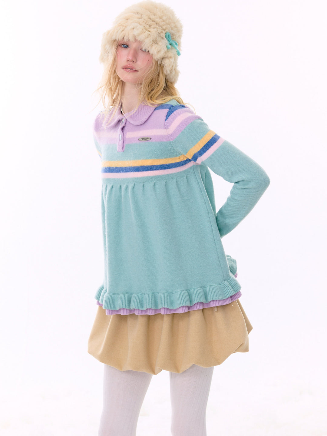 Retro Striped Babydoll Sweater