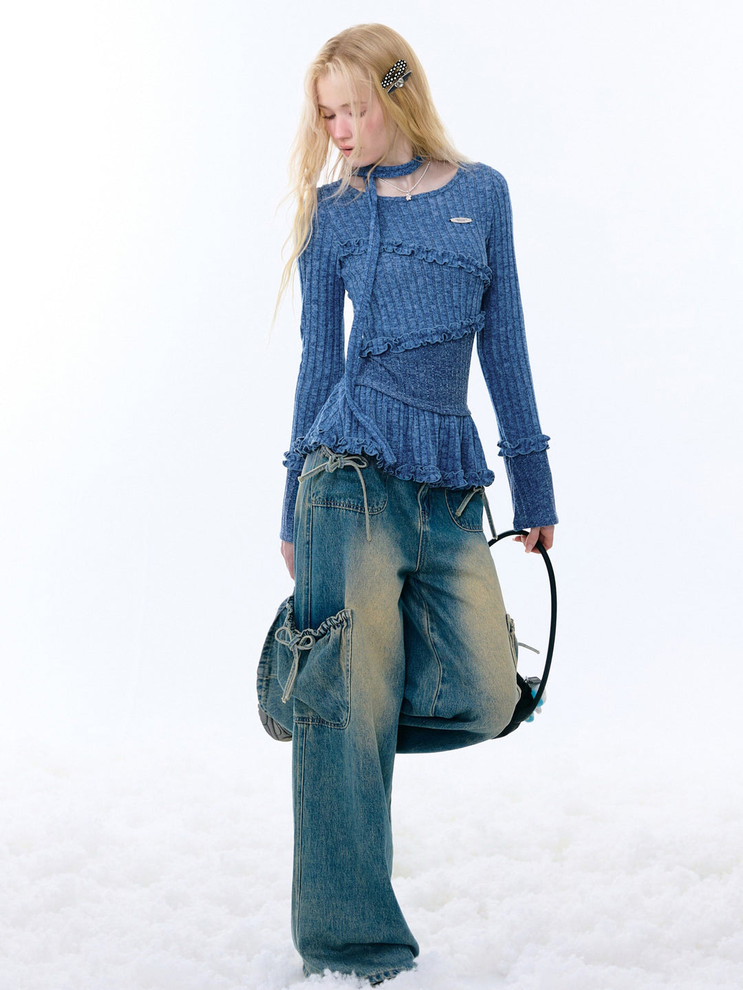 Choker Peplum Knit Top