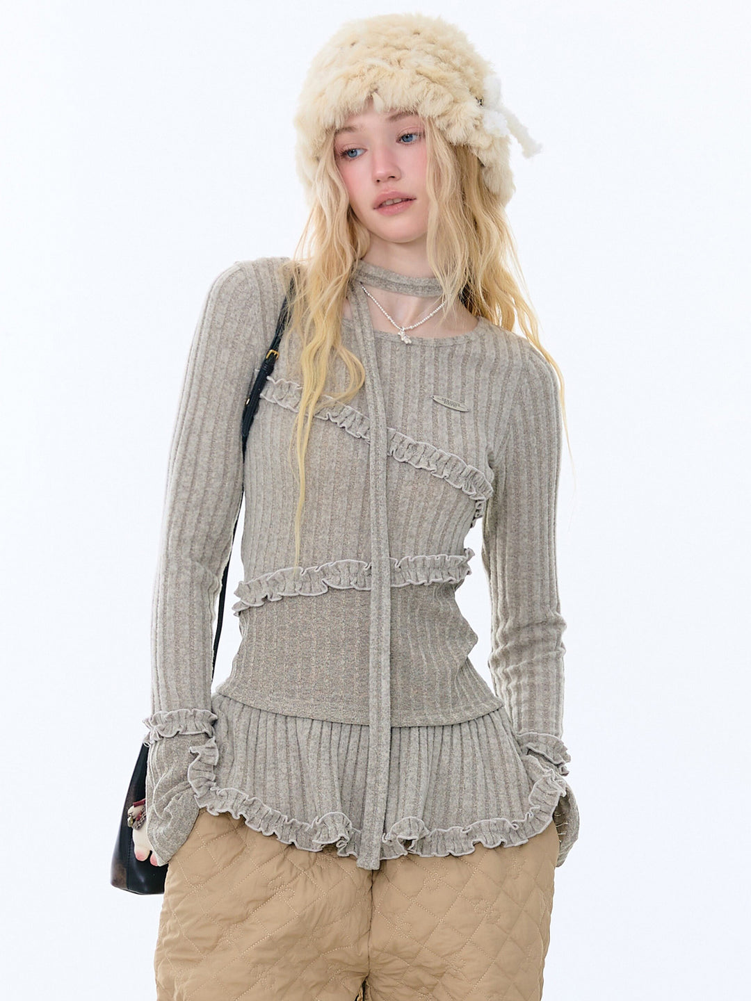 Choker Peplum Knit Top