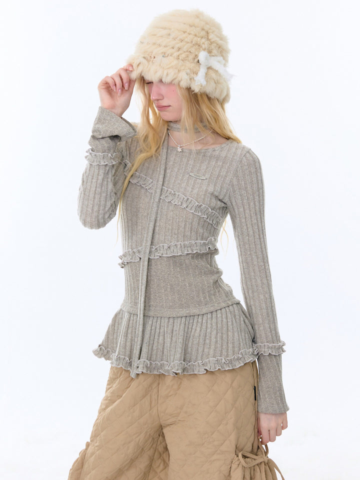 Choker Peplum Knit Top
