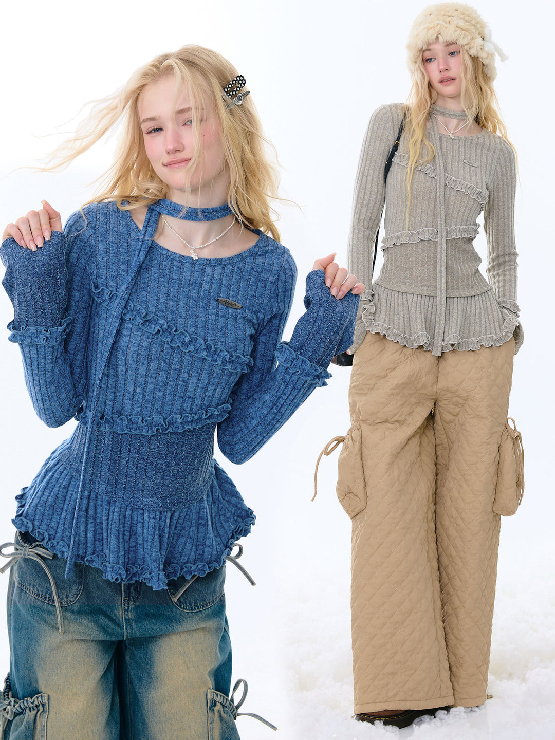Choker Peplum Knit Top