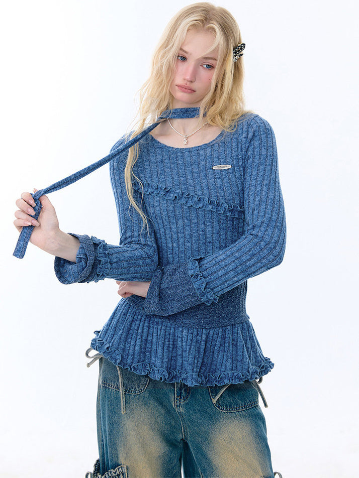 Choker Peplum Knit Top