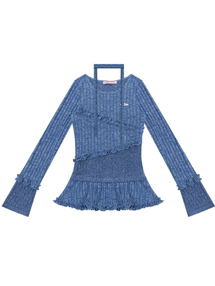 Choker Peplum Knit Top