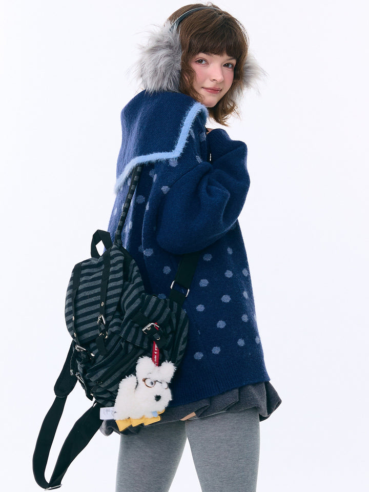 Y2K Sailor Collar Zip Cardigan