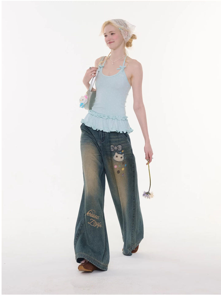 Coquette Polka Dot Peplum Halter Top
