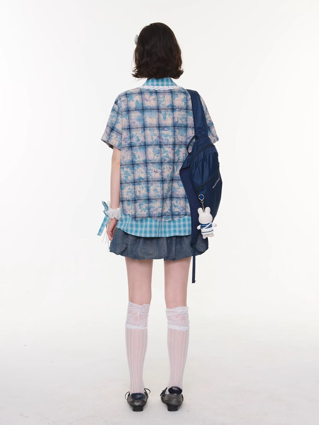 Bow Pocket Bubble Denim Mini Skirt