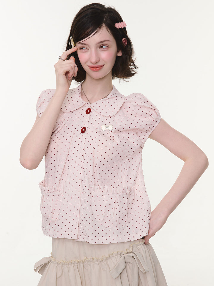 Peter Pan Collar Polka Dot Blouse