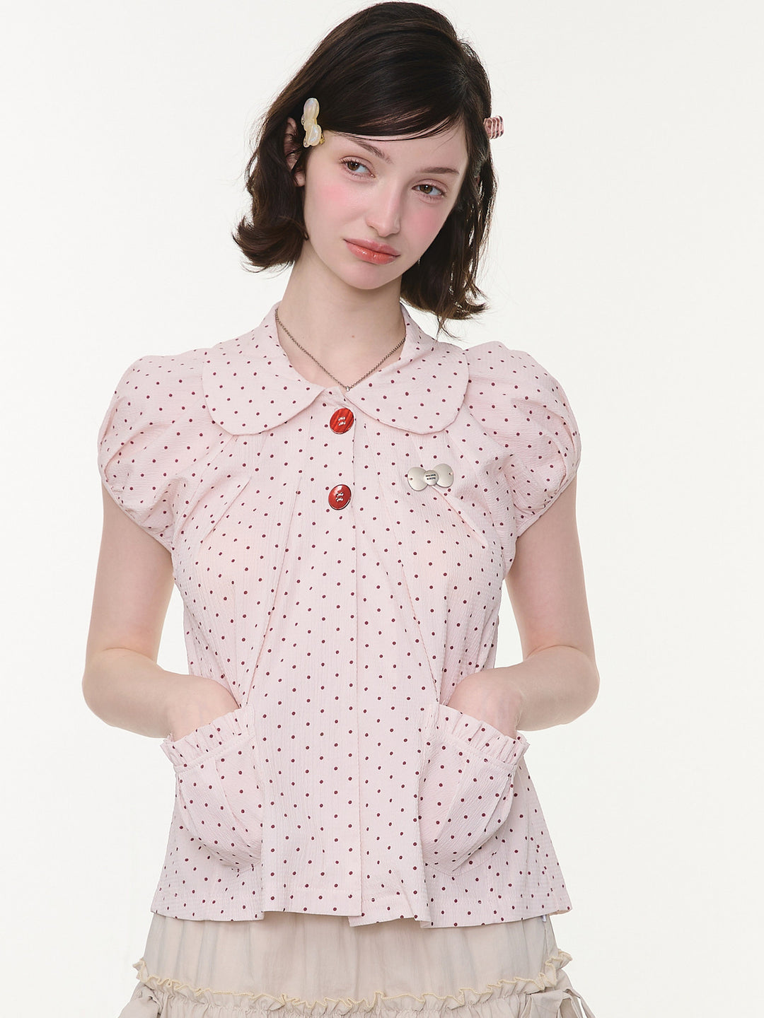 Peter Pan Collar Polka Dot Blouse