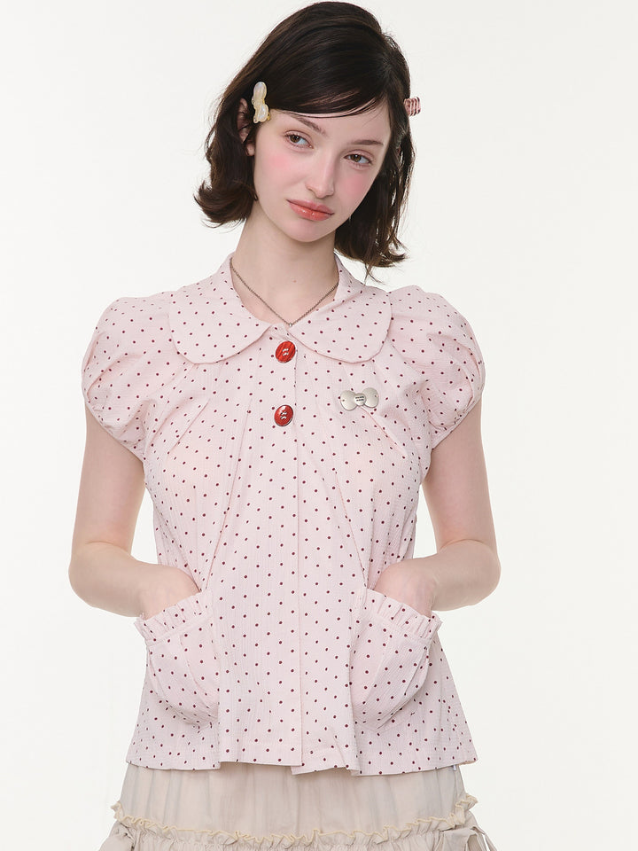 Peter Pan Collar Polka Dot Blouse