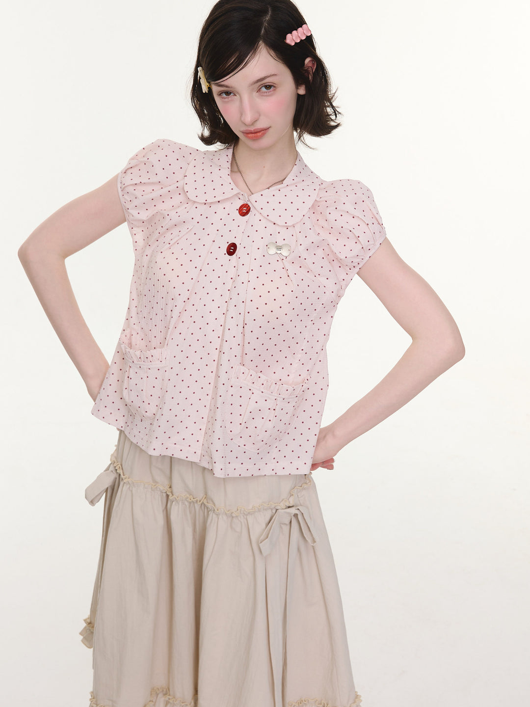 Peter Pan Collar Polka Dot Blouse