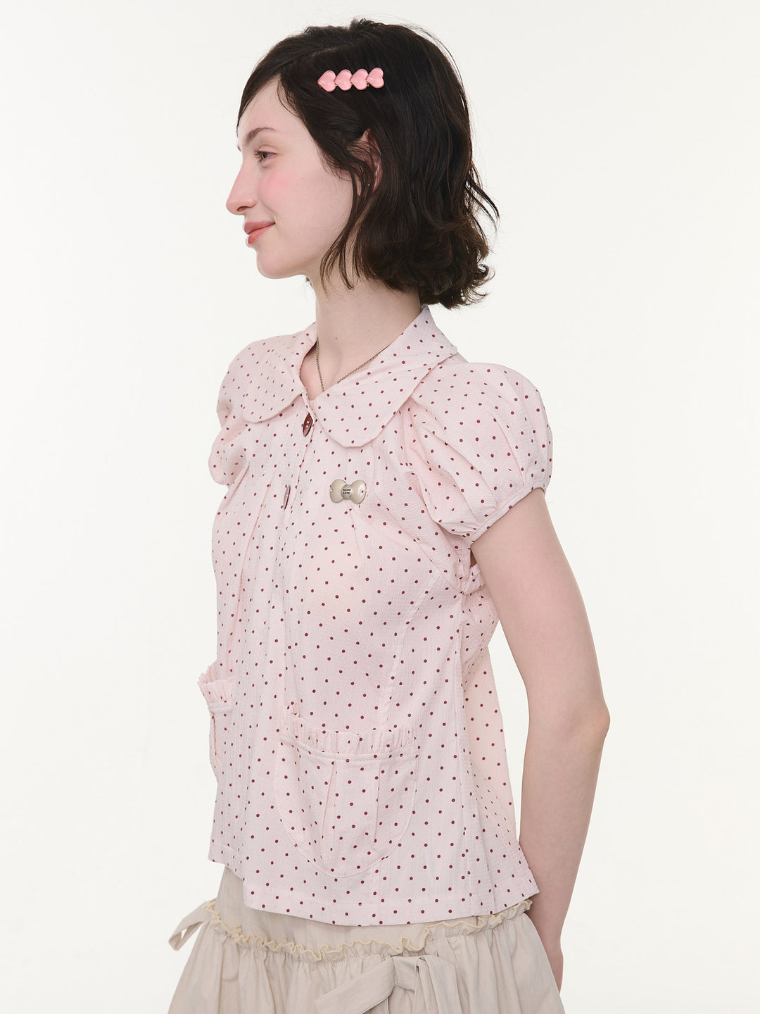 Peter Pan Collar Polka Dot Blouse