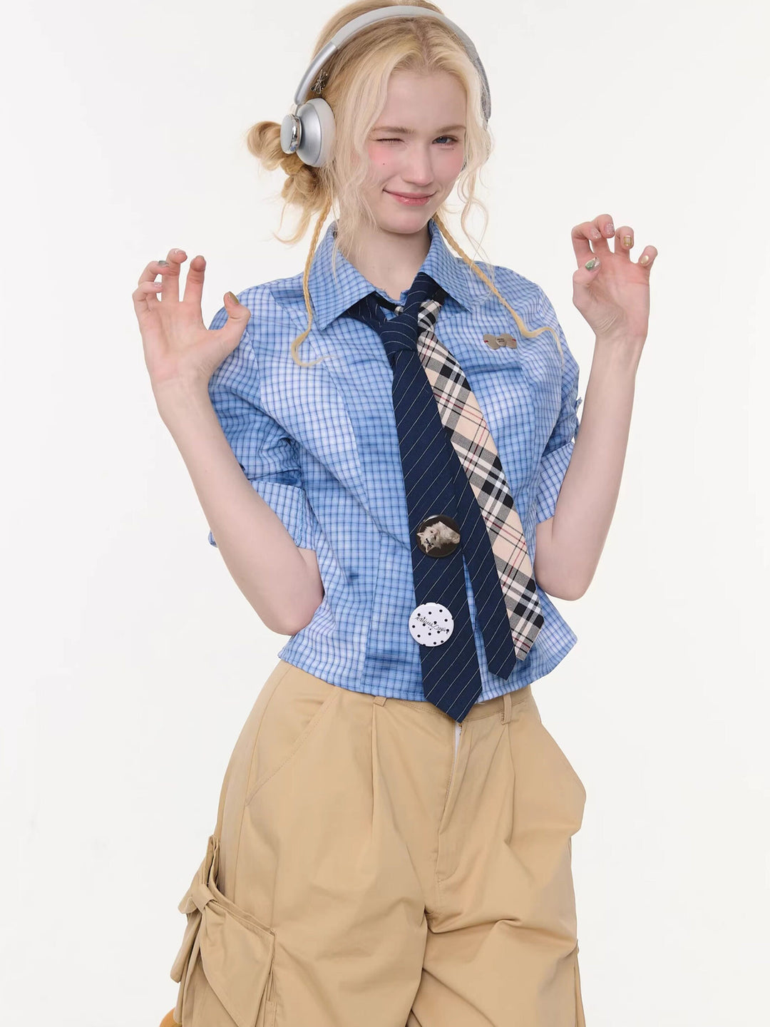 Blue Plaid Fitted Shirt