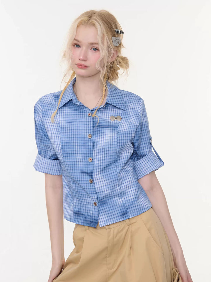 Blue Plaid Fitted Shirt