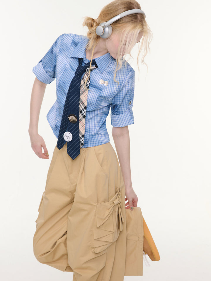 Blue Plaid Fitted Shirt