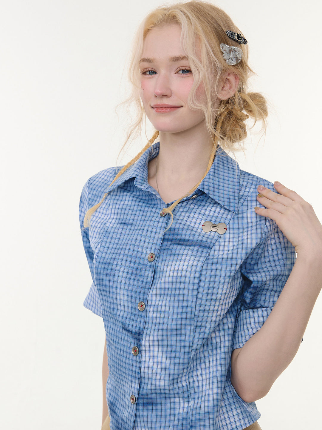 Blue Plaid Fitted Shirt