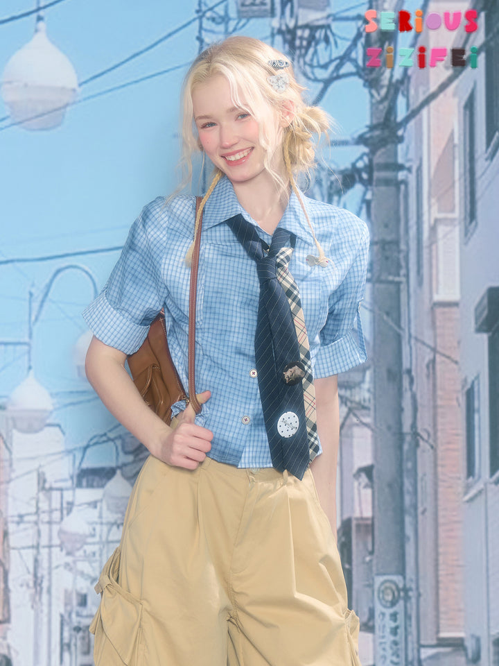 Blue Plaid Fitted Shirt