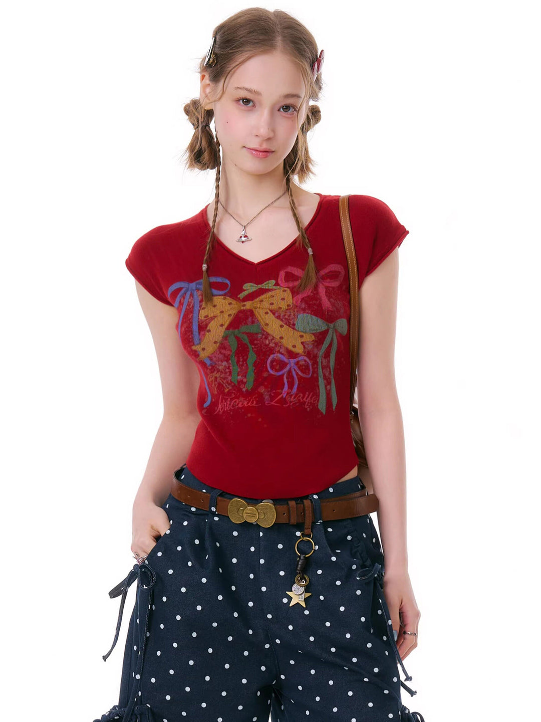 Y2K Bow Graphic Baby Tee