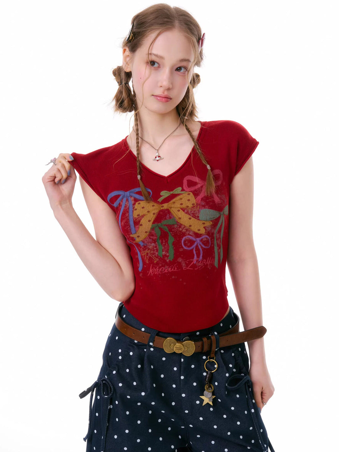 Y2K Bow Graphic Baby Tee