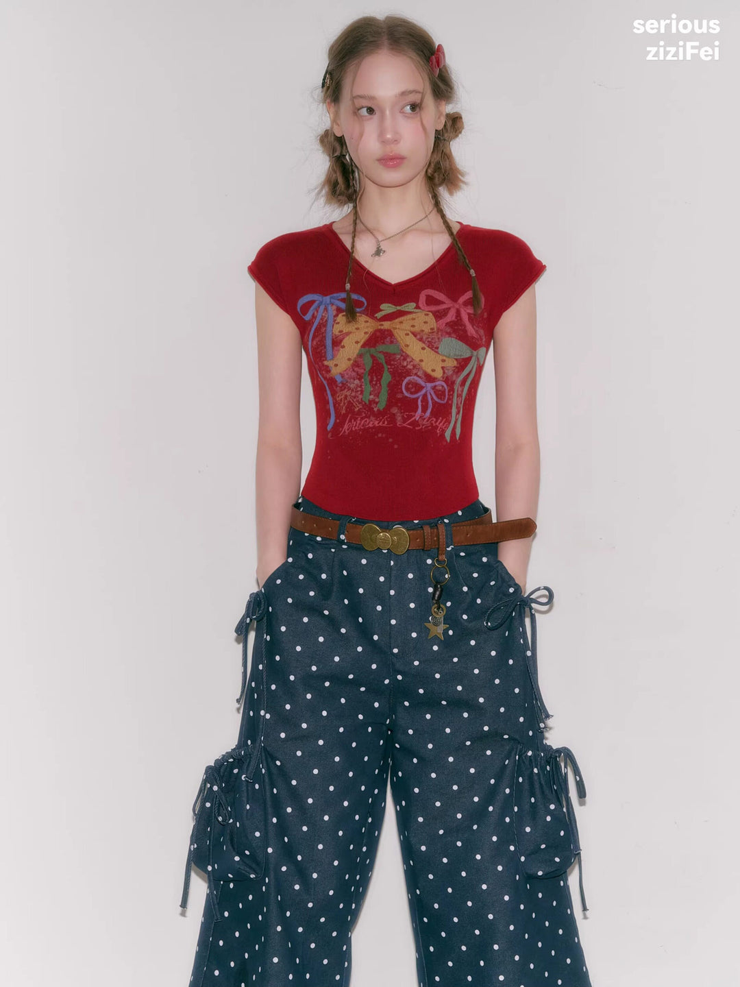 Y2K Bow Graphic Baby Tee