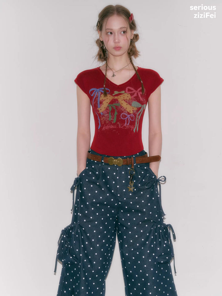 Y2K Bow Graphic Baby Tee