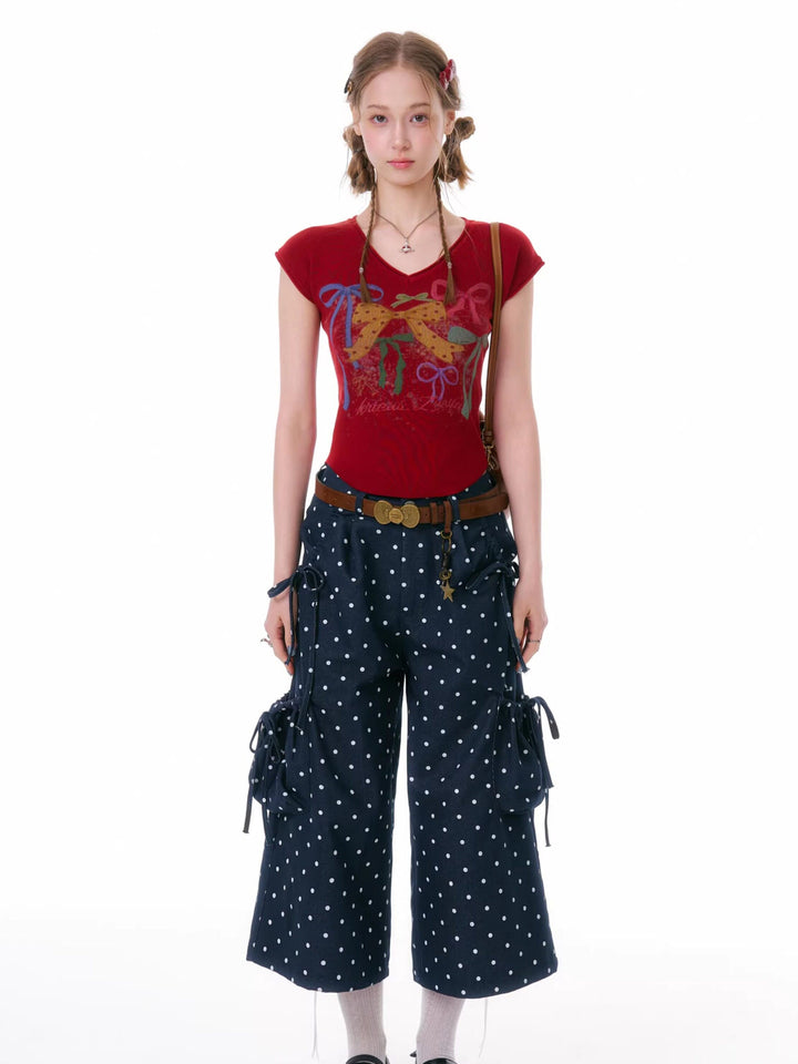 Y2K Bow Graphic Baby Tee
