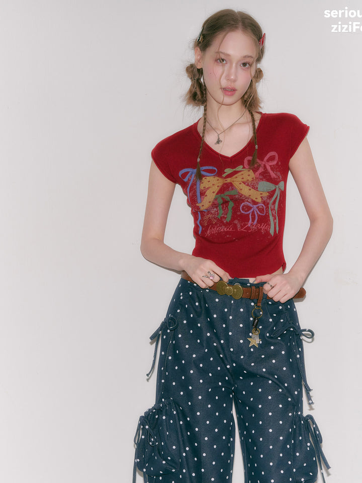 Y2K Bow Graphic Baby Tee