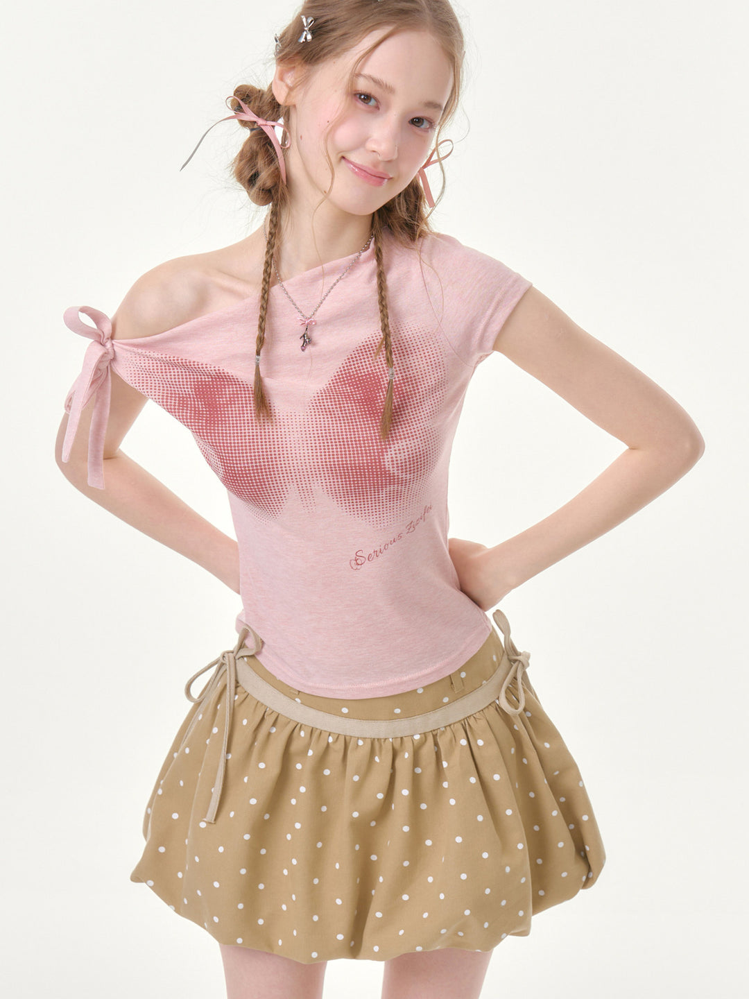 Butterfly Tie-Shoulder T-Shirt