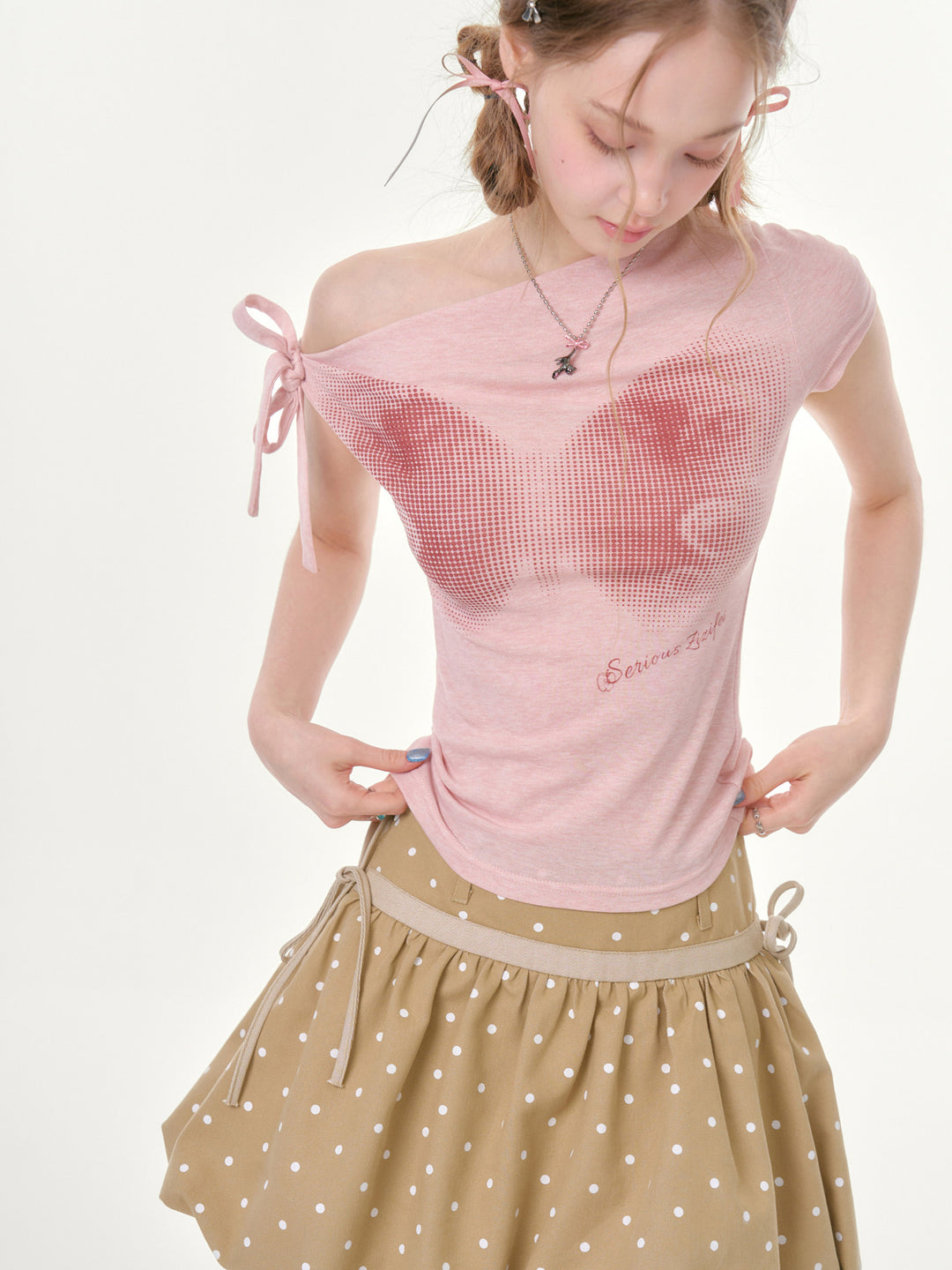Butterfly Tie-Shoulder T-Shirt