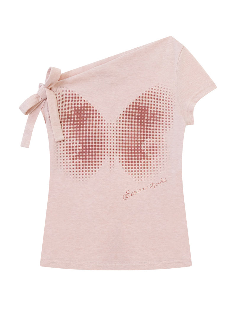Butterfly Tie-Shoulder T-Shirt