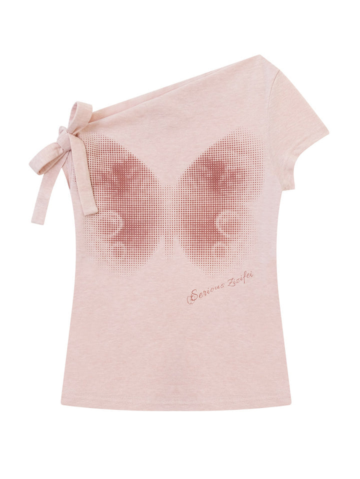 Butterfly Tie-Shoulder T-Shirt