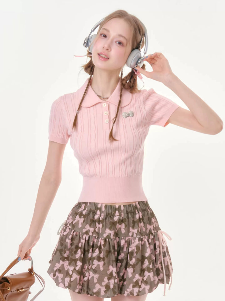 Pink Peter Pan Collar Knit Top