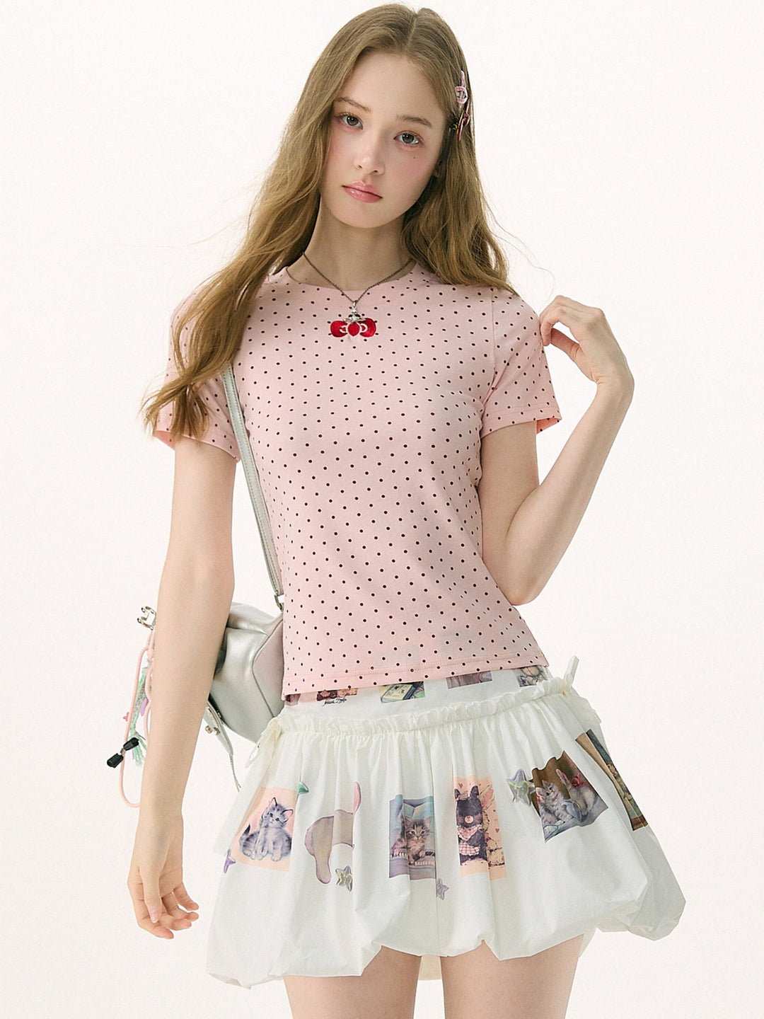 Pink Polka Dot Bow T-Shirt