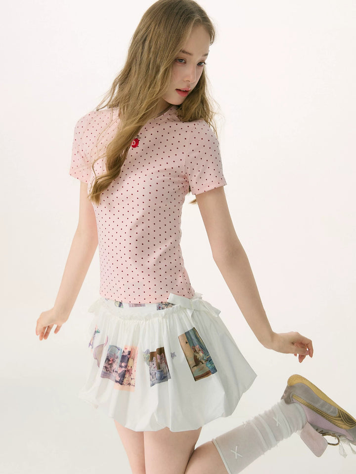 Pink Polka Dot Bow T-Shirt