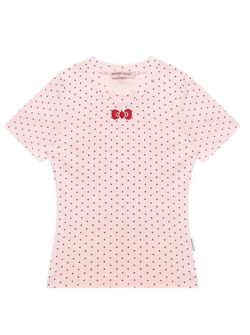 Pink Polka Dot Bow T-Shirt