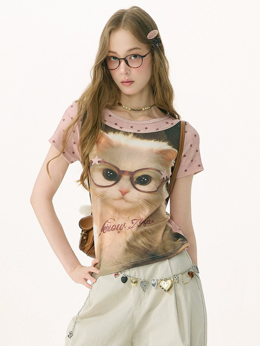 Retro Cat Portrait Graphic T-Shirt