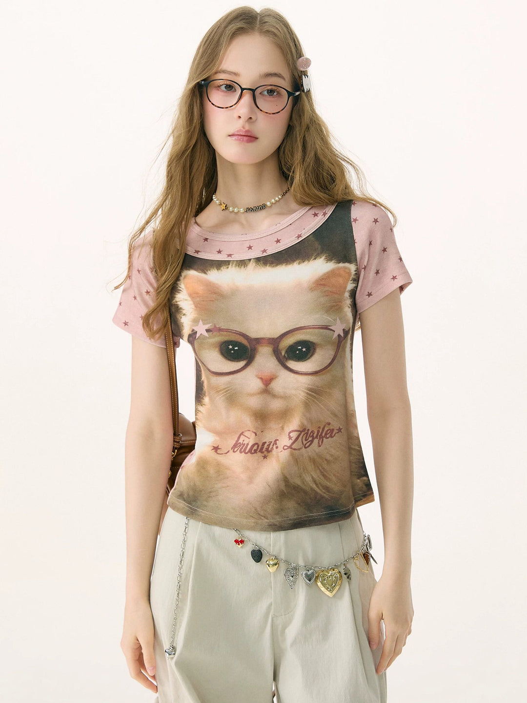 Retro Cat Portrait Graphic T-Shirt