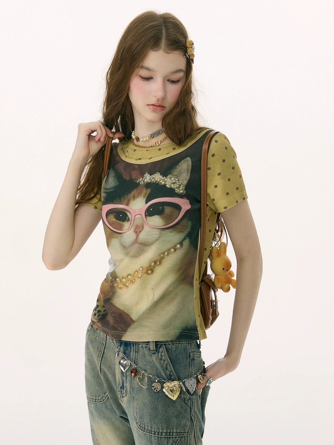 Bubble Tea Cat Graphic T-Shirt