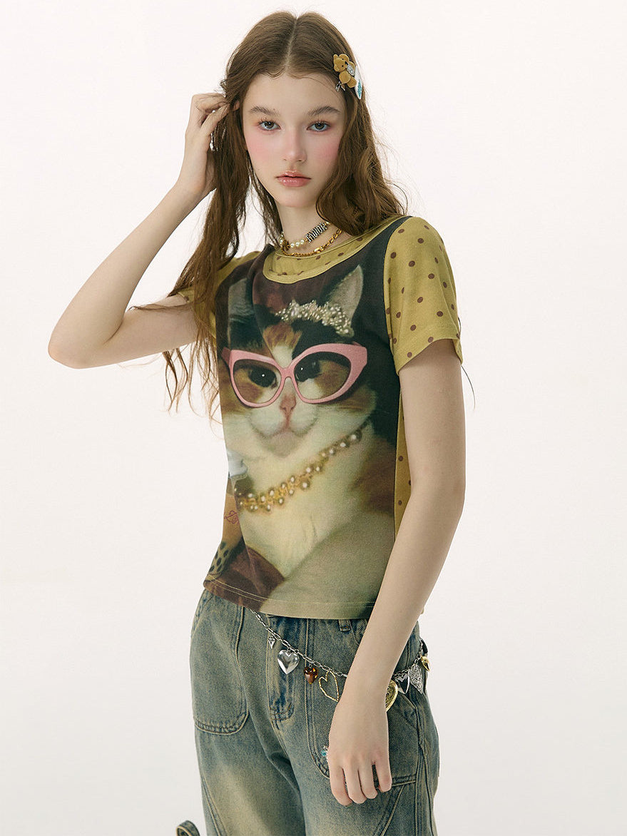 Bubble Tea Cat Graphic T-Shirt