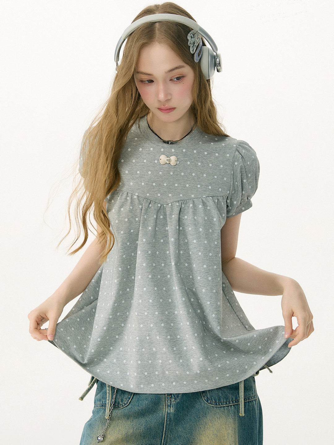 Polka Dot Babydoll Top