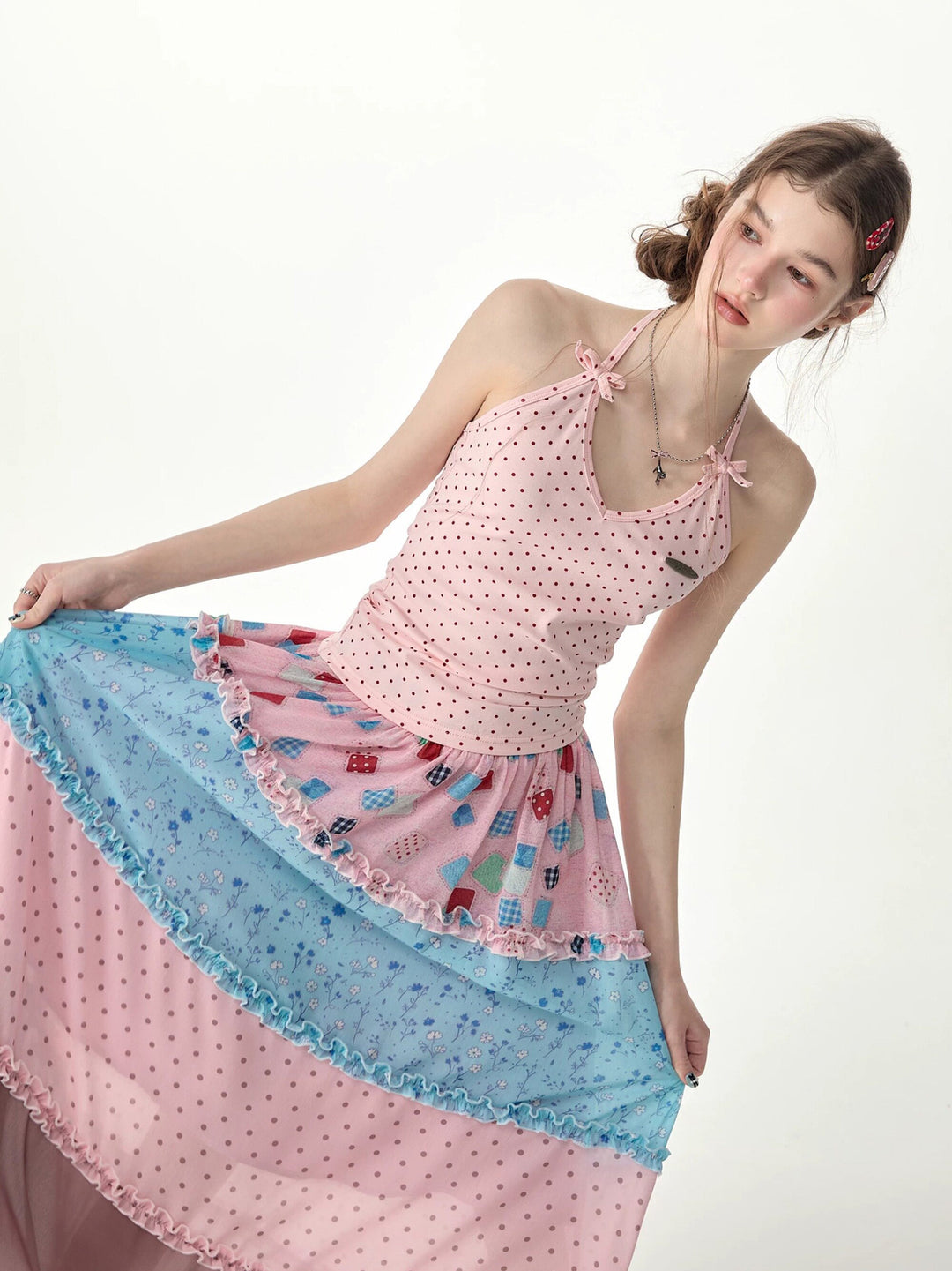 Twin Bow Polka Dot Halter Top